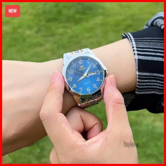 Large Face Unisex Dress Watch Stainless Steel Waterproof Luminous Date main image 4